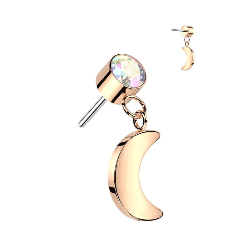 Moon Dangle Push-fit Rose Gold Clear