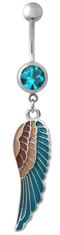 Winged Blue Gem Belly Ring
