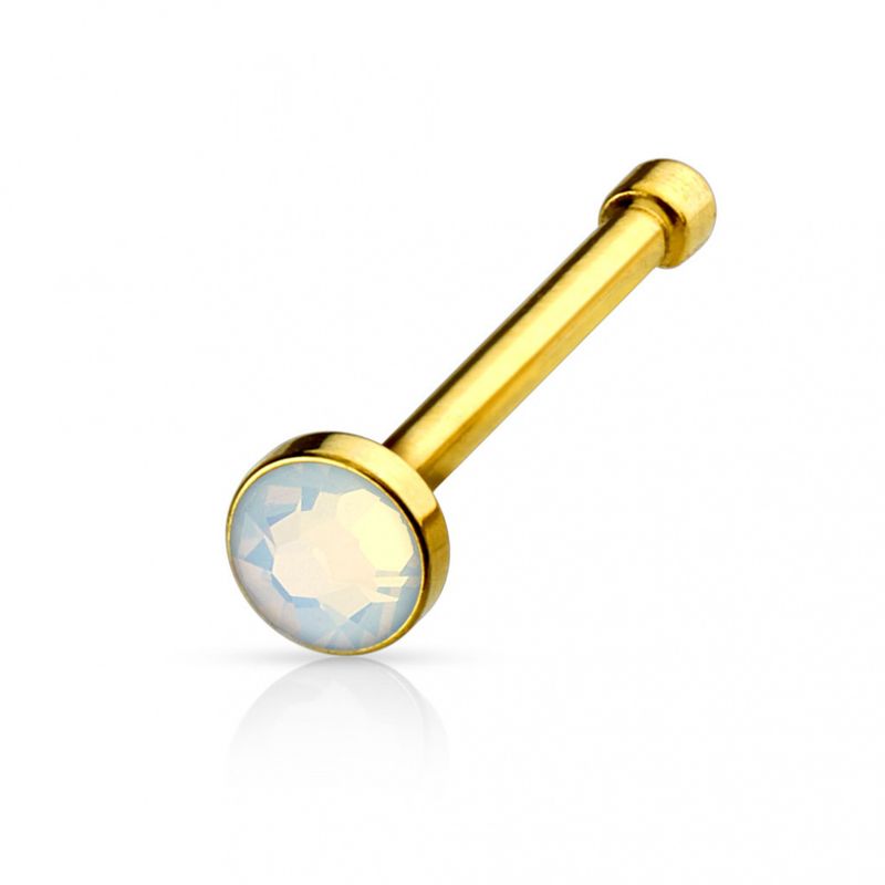 Gold Opal Nose Bar Stud