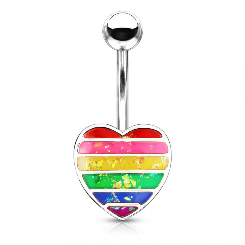Pride Belly Ring Rainbow Heart