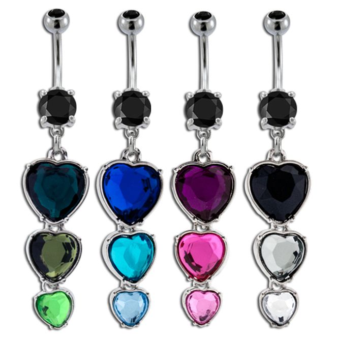 Huvudbild Triple Gem Heart Belly Ring