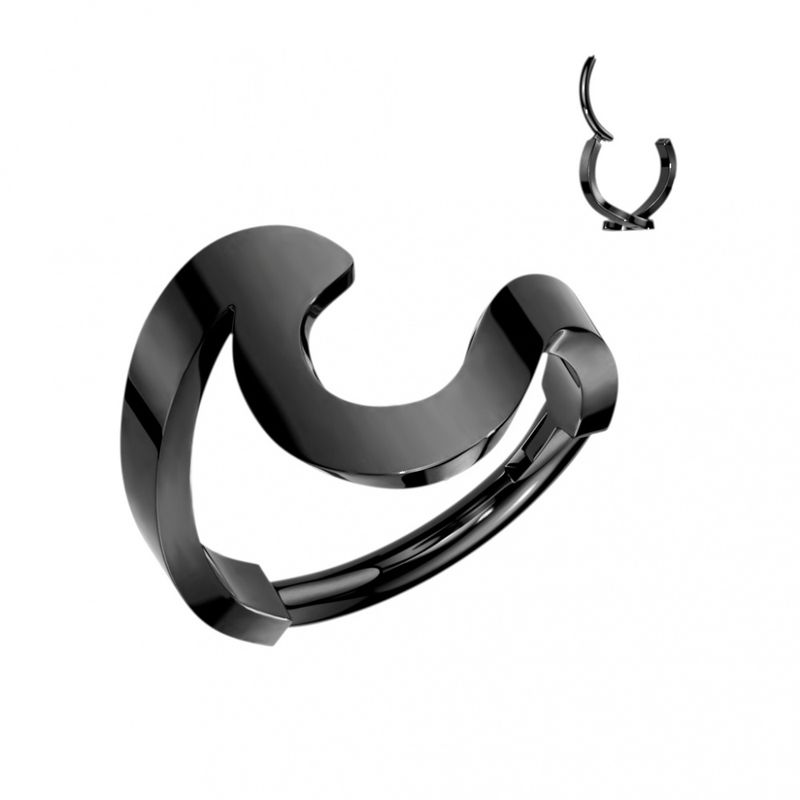 Wave Hinged Ring Black