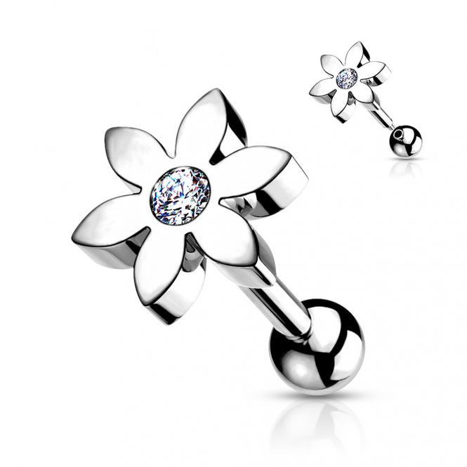 Main Image Flower Barbell Silver