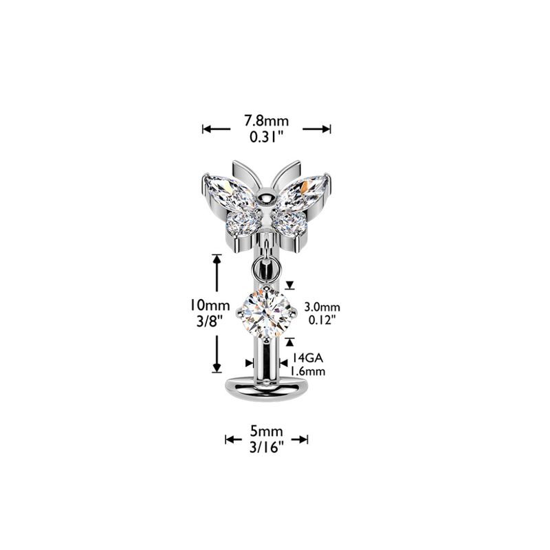 Floating Belly Piercing Butterfly Clear