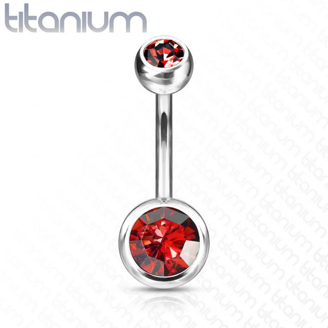 Hoofdbeeld Titanium Belly Ring Red