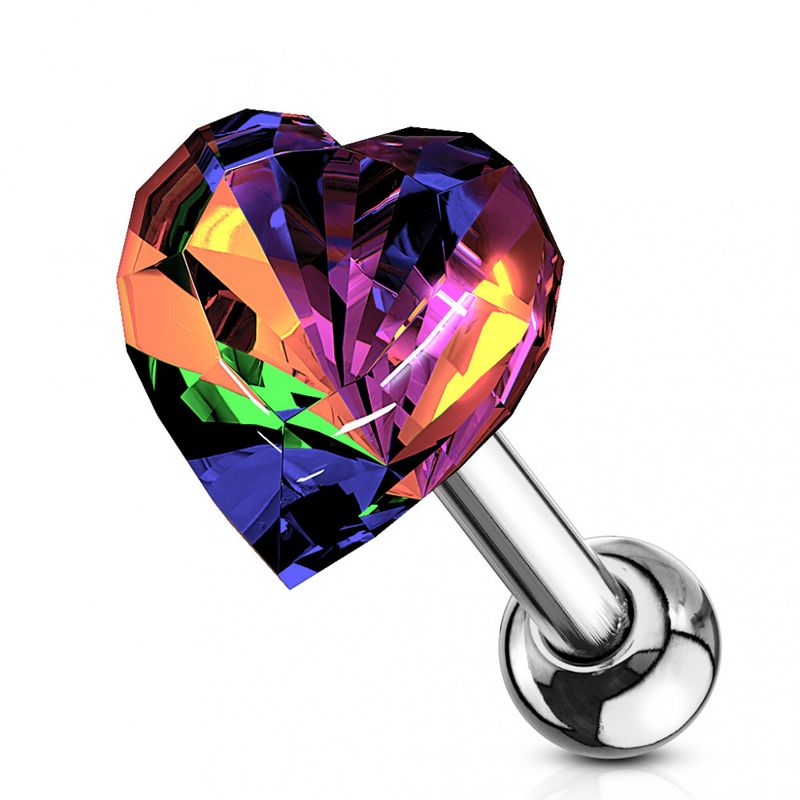 Heart Crystal Barbell Unicorn