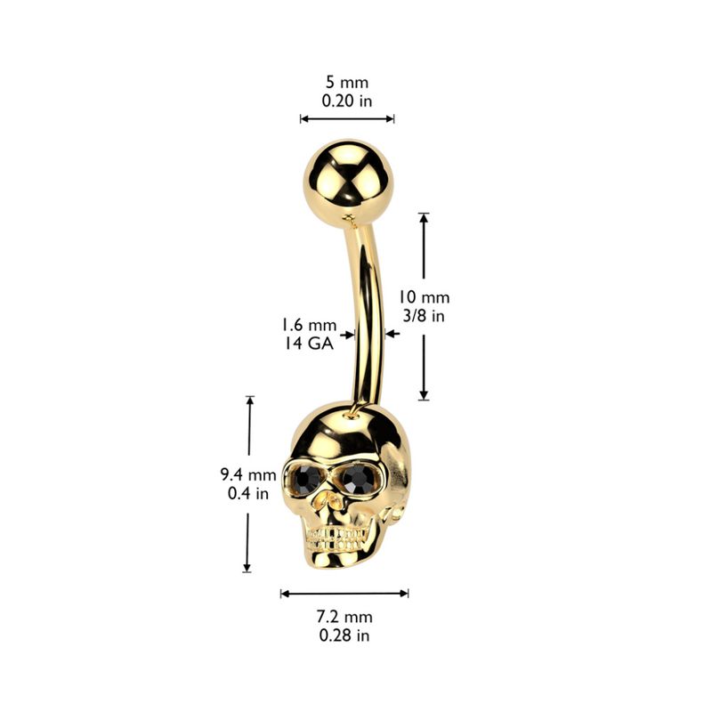 Skull Belly Ring Black