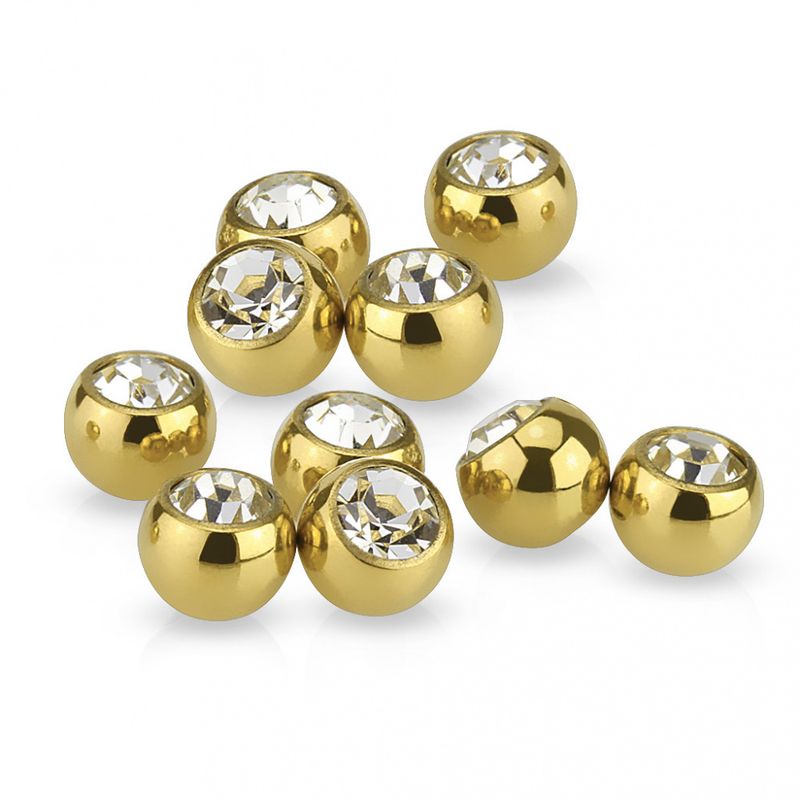 1,6mm Jeweled Ball Gold Clear