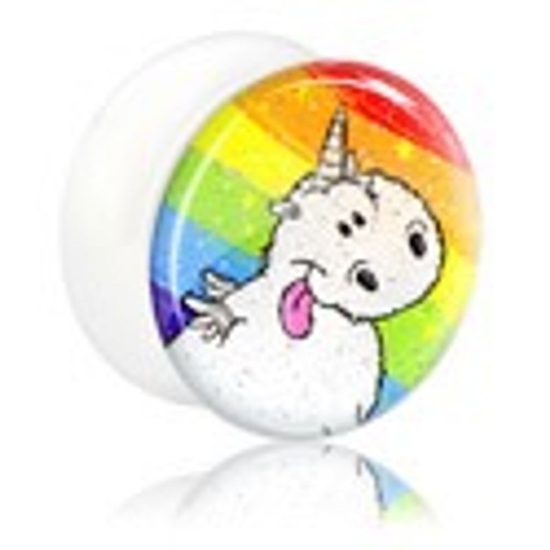 Glitter Rainbow Unicorn Plugg 18mm