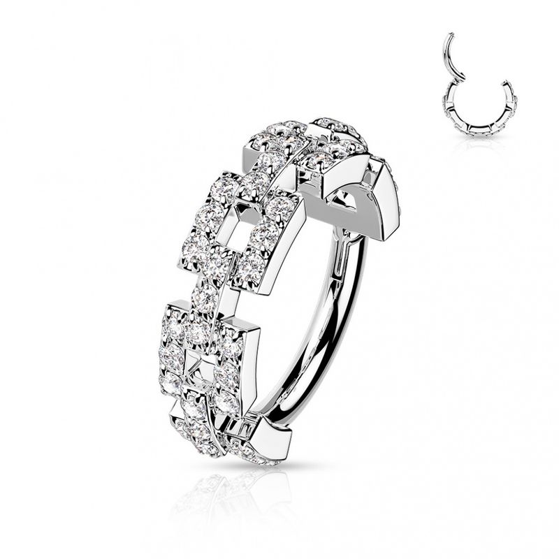Crystal Chain Hinged Ring Clear