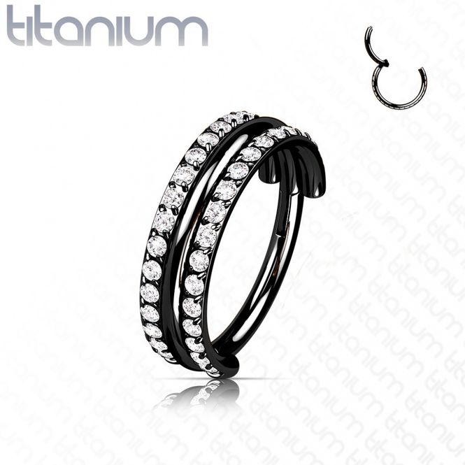 Hoofdbeeld Lucky Lined Hinged Ring Black ...