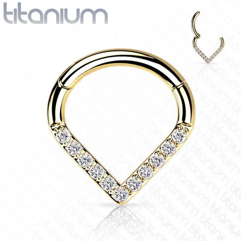 Zelda Triangle Hinged Ring Gold Clear