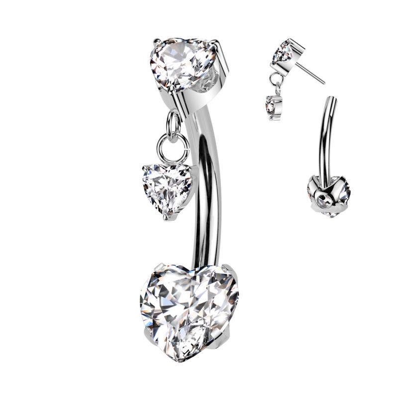 Heart Belly Ring Push-Fit Clear