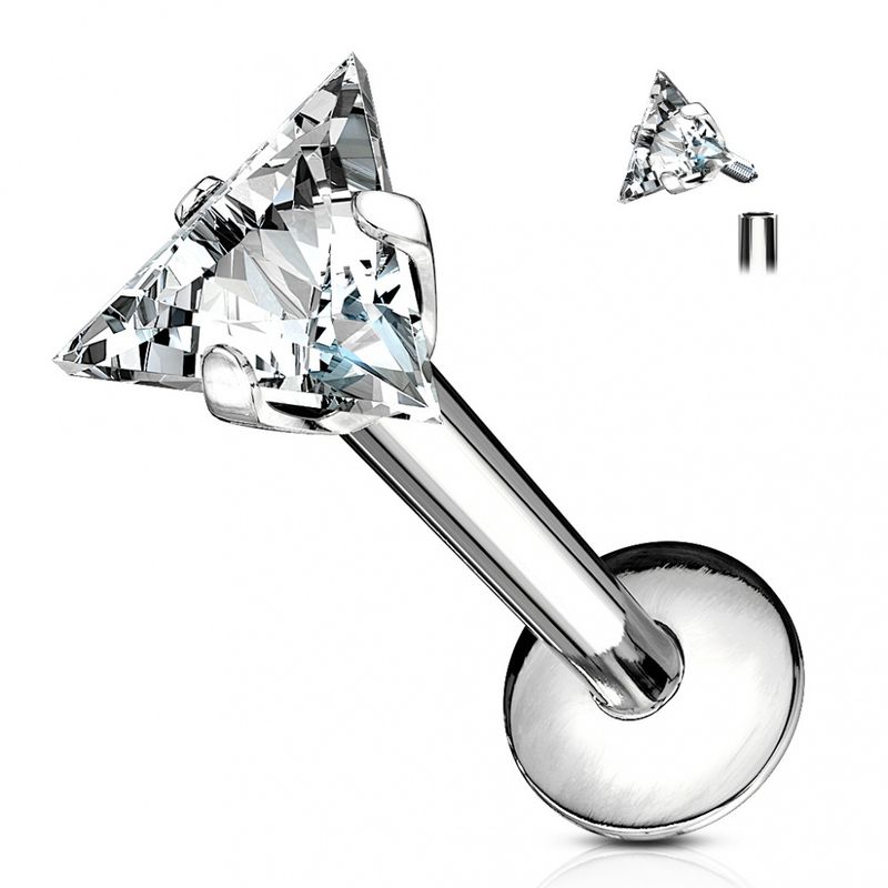 Triangle Internally Threaded Labret Clear