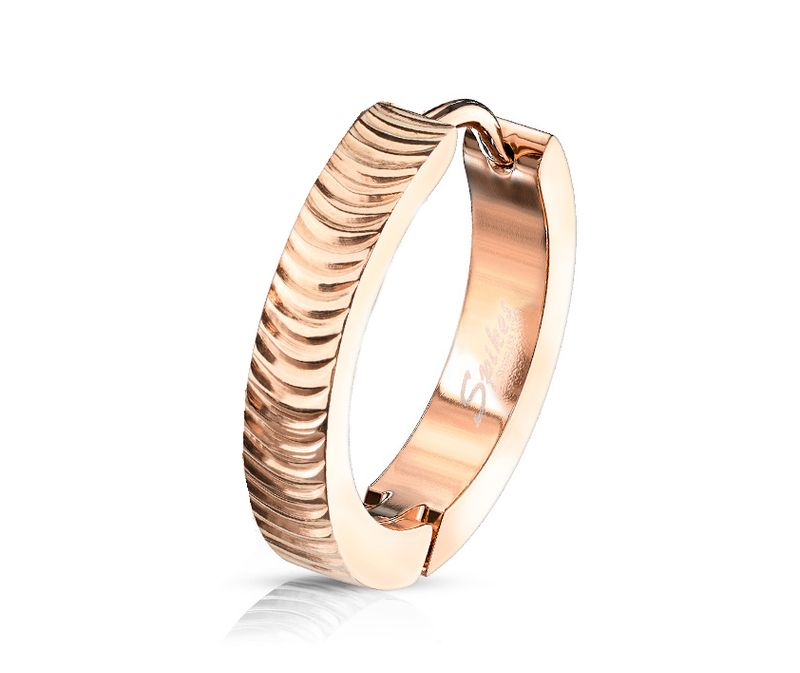 Big Grooved Arcs Hoop Earring Rose Gold