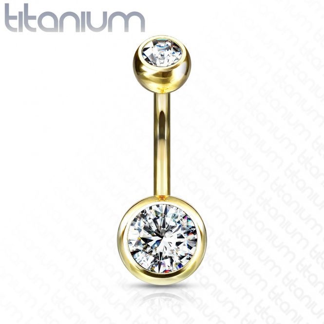 Hoofdbeeld Titanium Belly Ring Gold ...