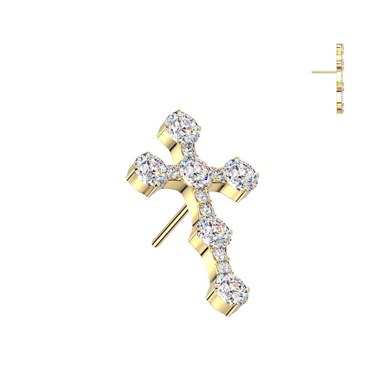 Big Crystal Cross Push-fit Gold Clear