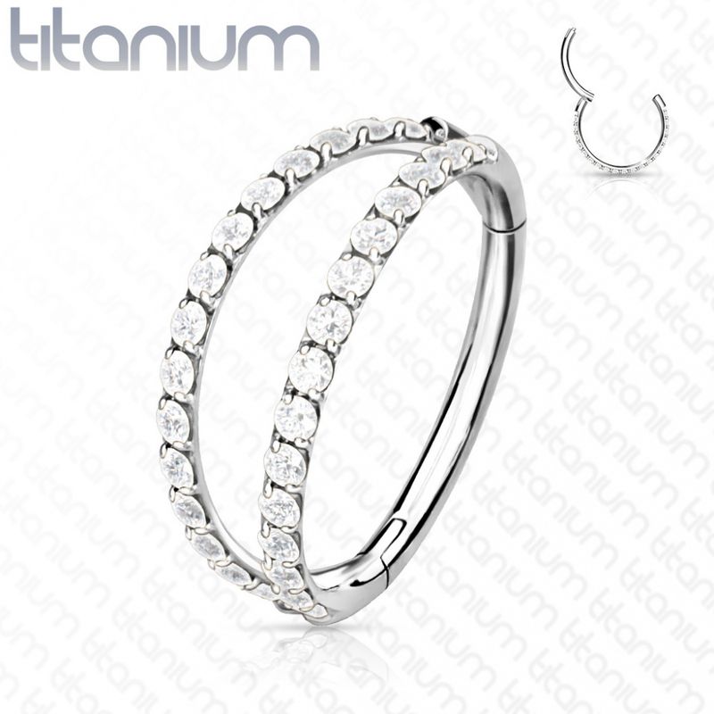 Pan Double Crystal Hinged Ring Clear