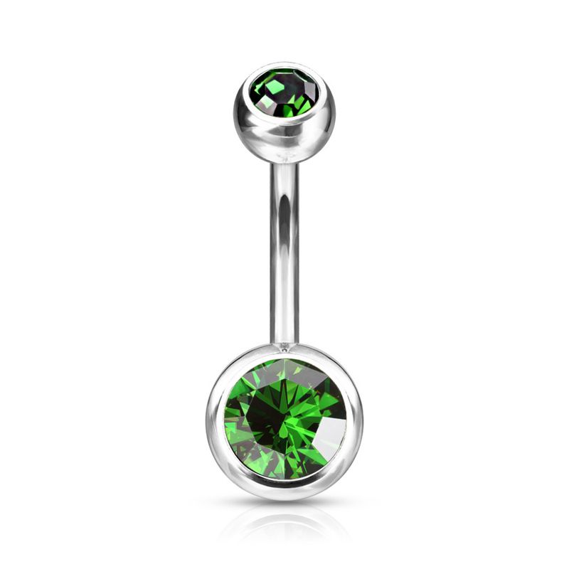 Petite Titanium Belly Ring Green