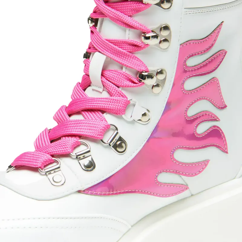 Kawaii Helios Hologram Flame Boots Pink