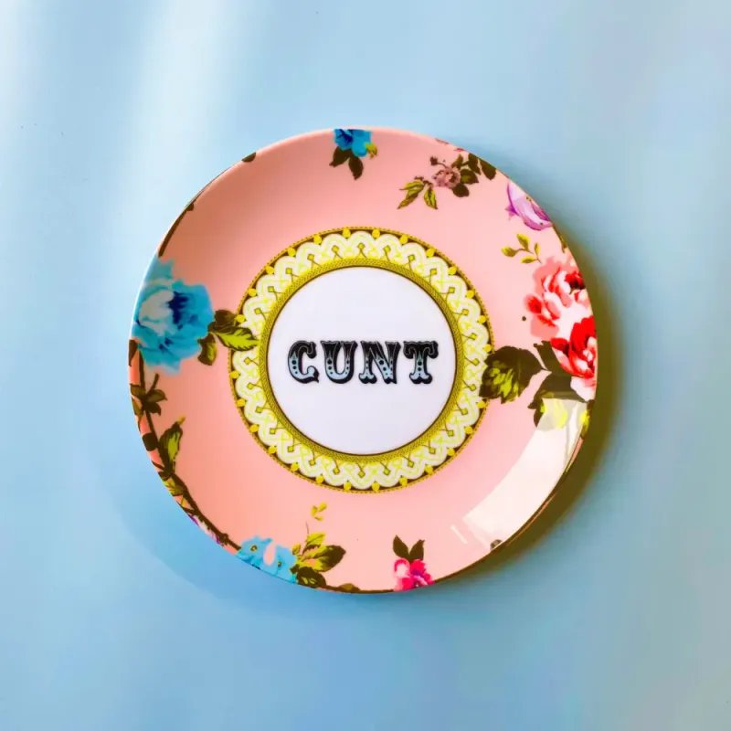 See You Next Tuesday Cunt  Plate Smal Pink