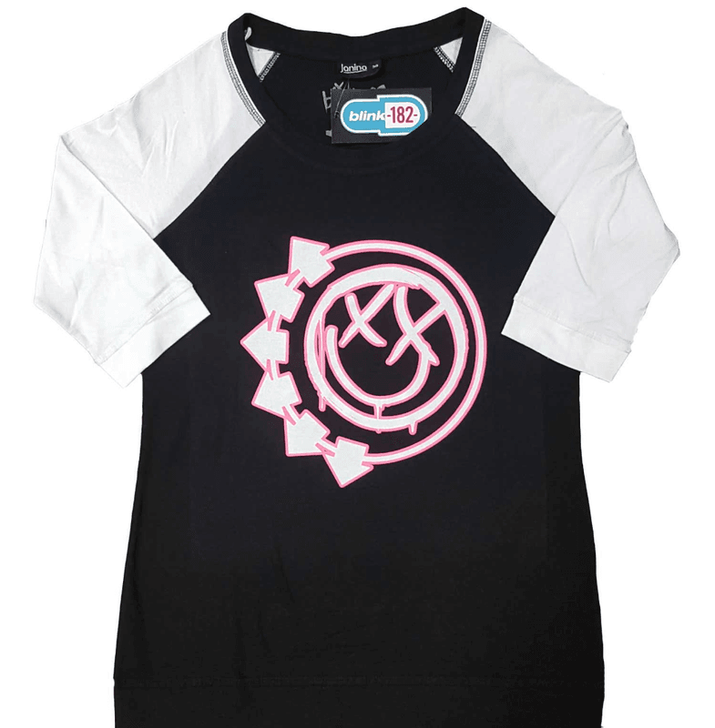 Blink-182 Ladies Raglan T-Shirt Six Arrow Smiley