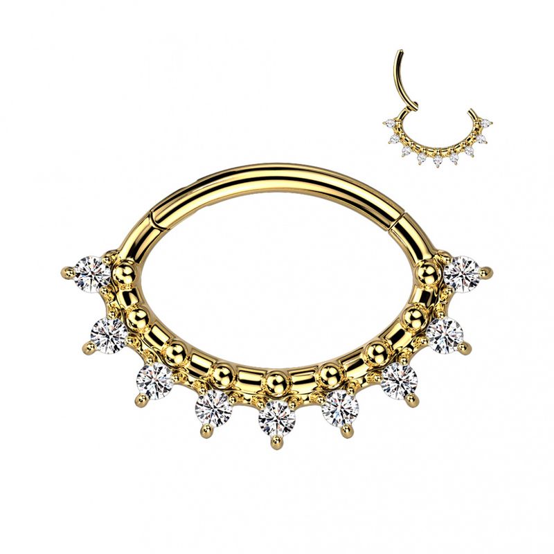 Sylvia Oval Crystals Hinged Ring Gold Clear