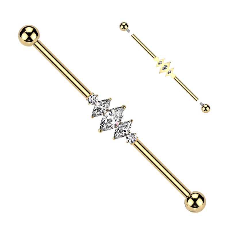 Aleah Triple Industrial Barbell Gold