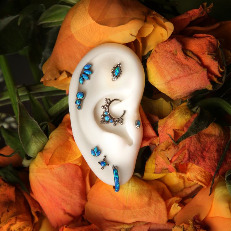 Ania Clicker Hinged Ring Opal Blue