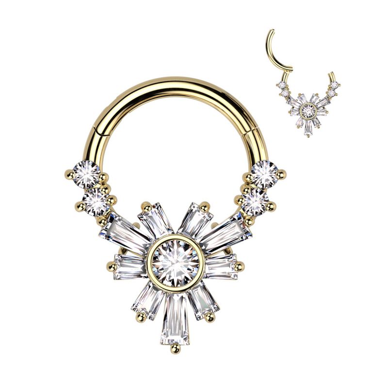 Ra Flower Hinged Ring Gold Clear
