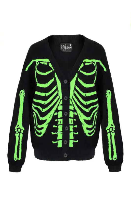 Neon Green Skeleton Cardigan