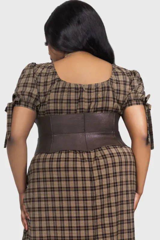  Wetland Bat Peplum Corset [BROWN]