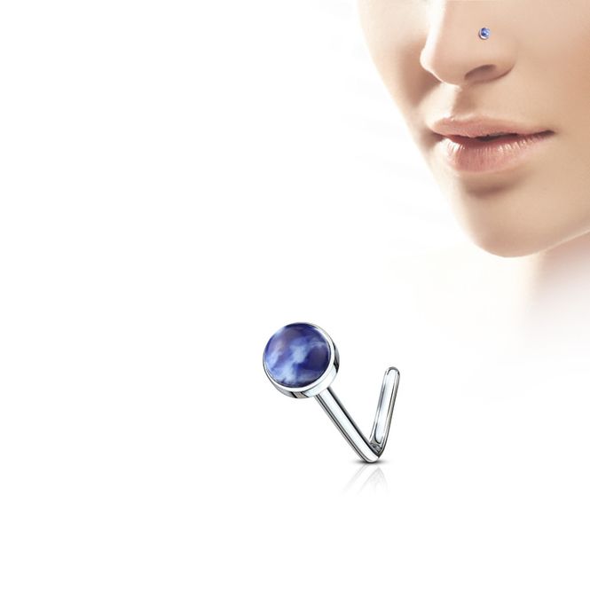 Hoofdbeeld Stone Sodalite Nose Stud L ...