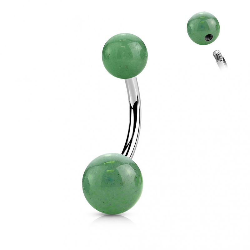 Stone Belly Ring Jade Green