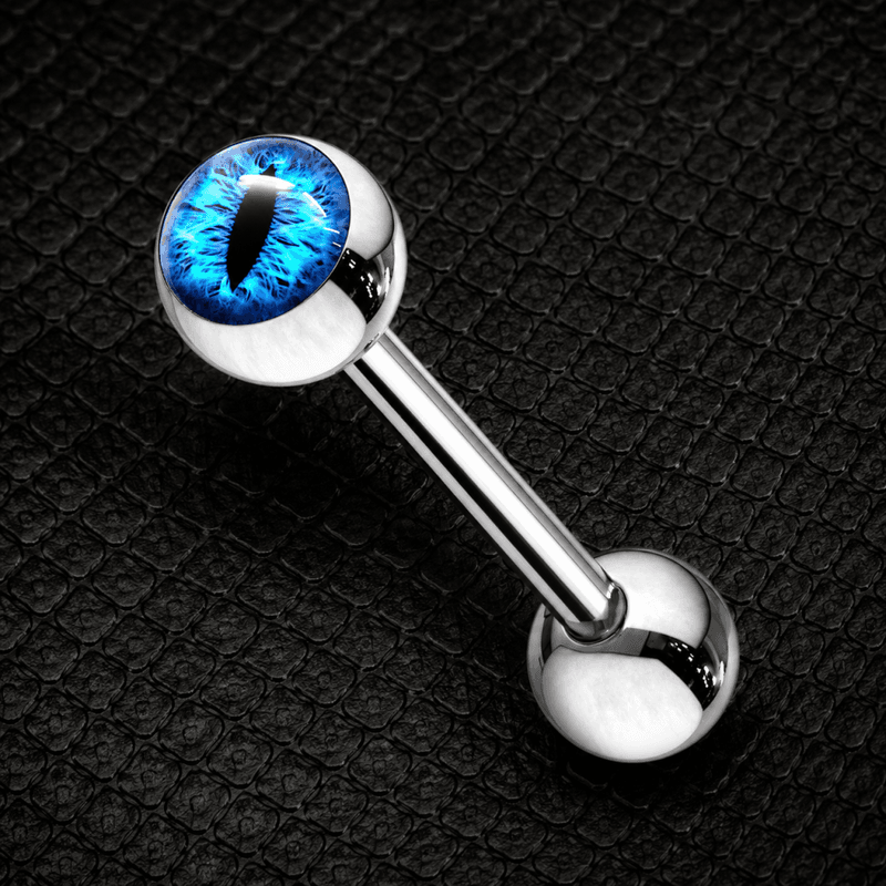 Snake Eye Barbell Tongue Blue