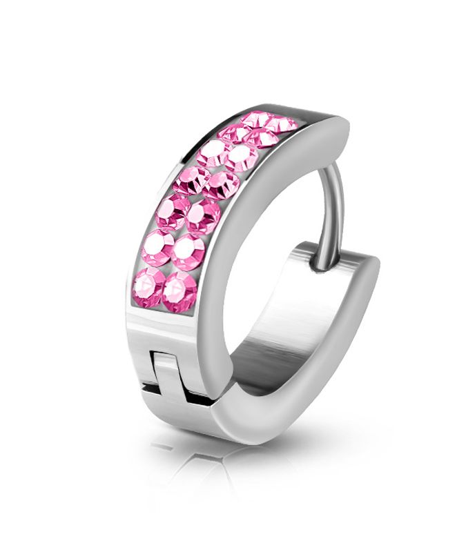 Bling Oval Hoop Earring Pink
