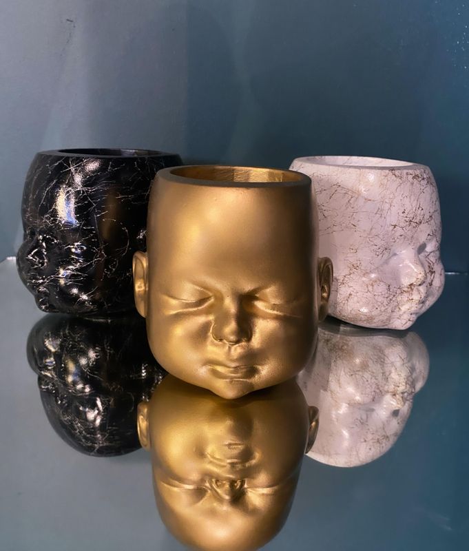 Baby Doll Pot White Marble And Gold