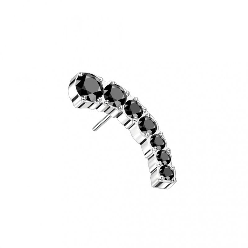 7 Cubic Zirconia Push-fit Black