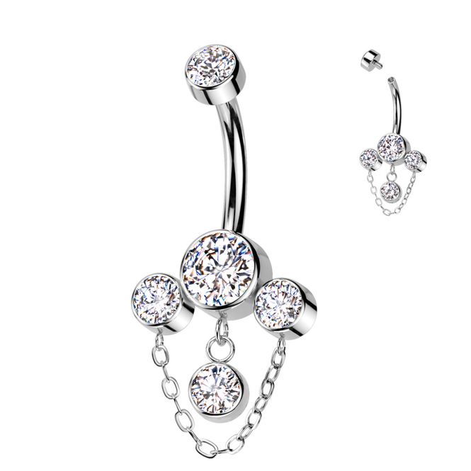 Main Image Elizah Chain Belly Ring Clear