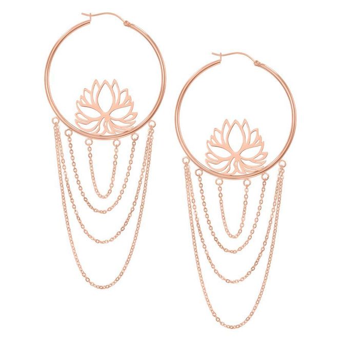 Hovedbilde Lotus Long Hoops Rose Gold