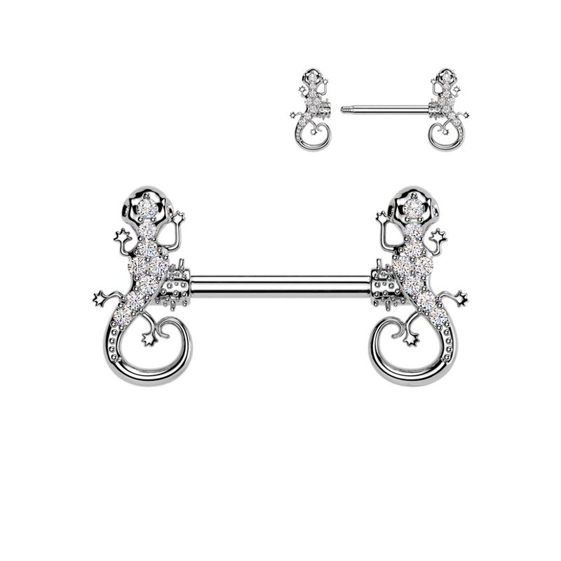 Crystal Gecko Nipple Bar Clear