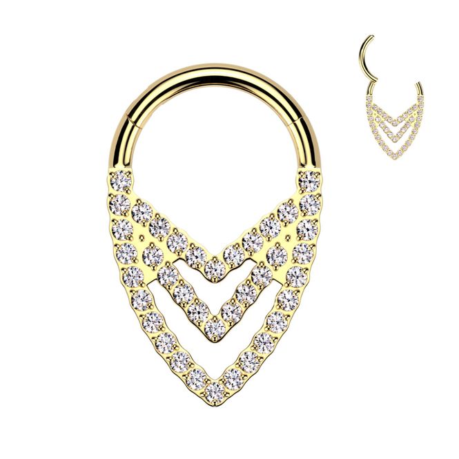 Hoofdbeeld Chevron Hinged Ring Gold ...
