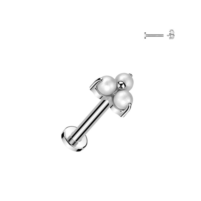 Pearl Flower Internally Threaded Labret White