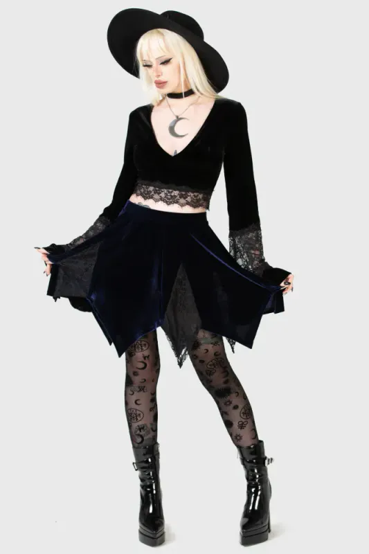 Lester Velvet Mini Skirt [Blue]