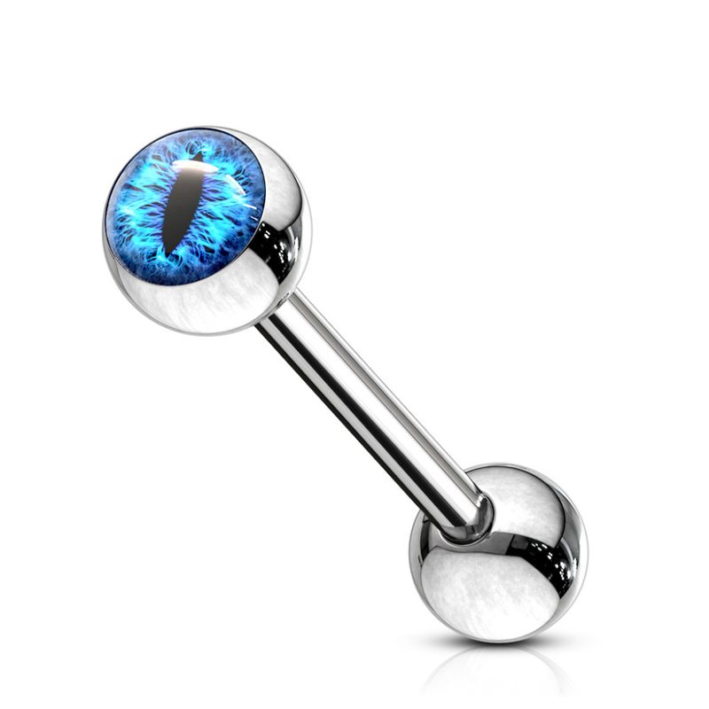 Snake Eye Barbell Tongue Blue