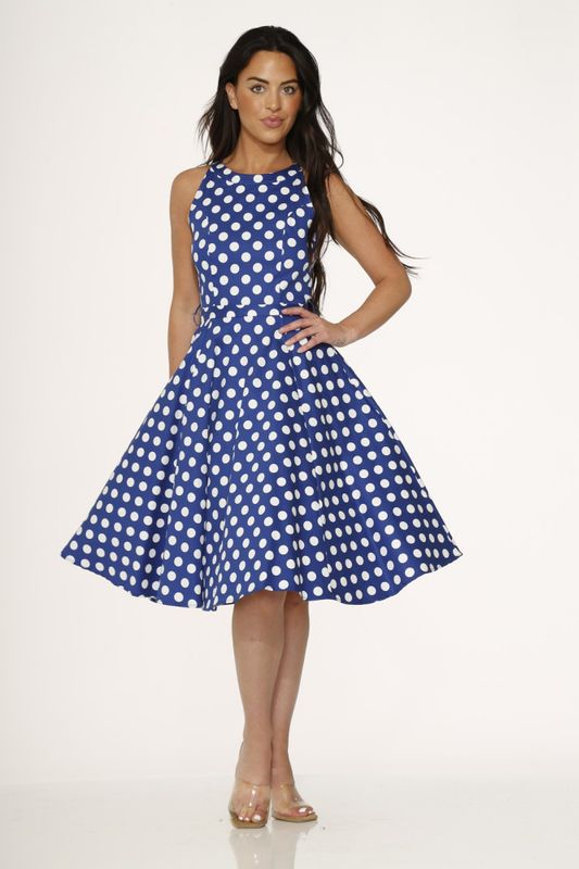 June Polka Dot Swing Dress [Blue]