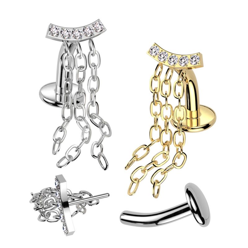 Floating Belly Piercing Embla Chain Gold Clear