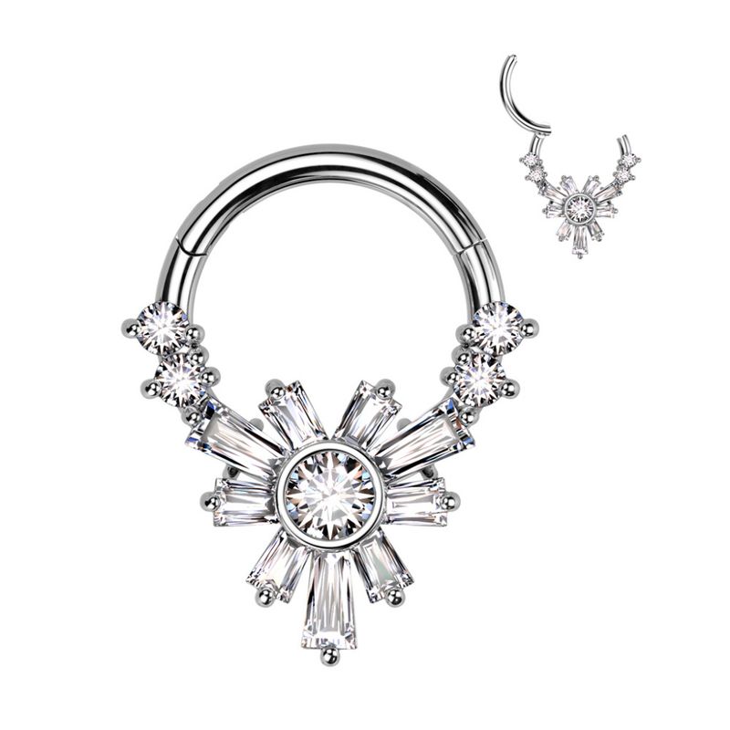 Ra Flower Hinged Ring Clear