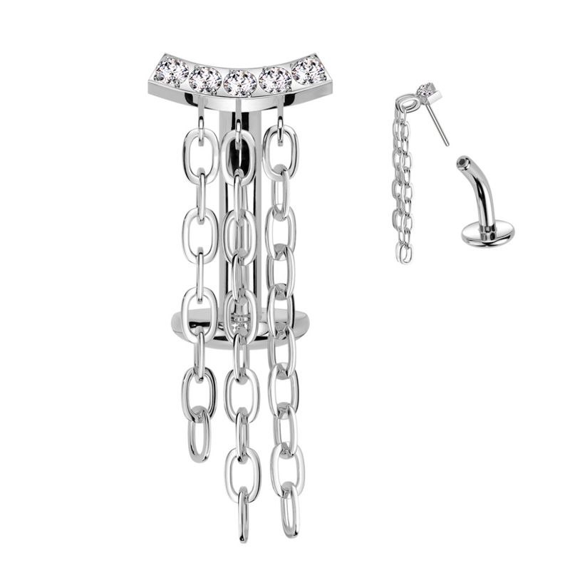 Floating Belly Piercing Embla Chain Clear