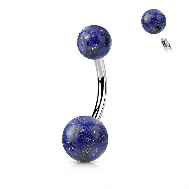 Stone Belly Ring Sodalite Blue